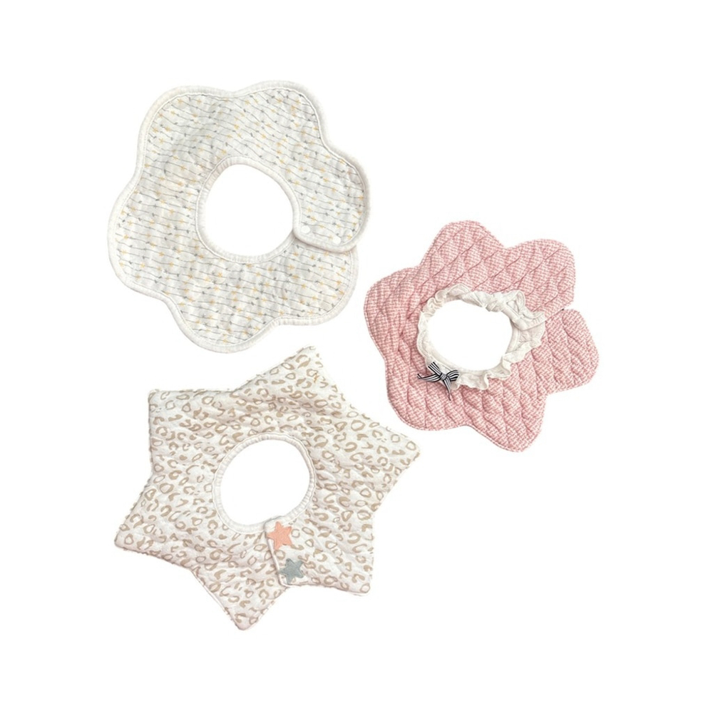 Set of Three Floral/Star Baby Bibs